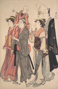 Ichikawa Danjuro V e sua família, 1782. de Torii Kiyonaga