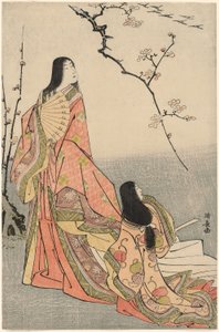 Ise observando um bando de gansos, de uma série sem título de damas da corte de Torii Kiyonaga