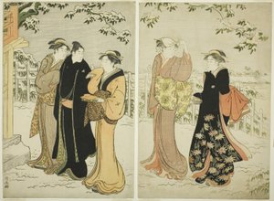 Matsuchi Hill após a queda de neve de Torii Kiyonaga