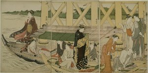 Barcos de recreio abaixo da ponte Azuma de Torii Kiyonaga