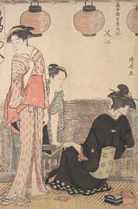 Cena em Nakasu, distrito de Edo, 1783. de Torii Kiyonaga