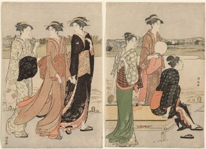 Crepúsculo de verão nas margens do rio Sumida de Torii Kiyonaga