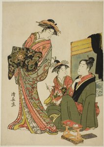 O ator Nakamura Riko com uma cortesã, de uma série sem título de gravuras aiban retratando atores na vida privada de Torii Kiyonaga