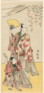 Os atores Ichikawa Danjuro V e Ichikawa Ebizo IV, de um pentáptico de onze atores celebrando o festival do santuário dos irmãos Soga de Torii Kiyonaga