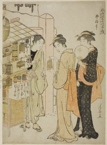 O Sexto Mês (Kazemachizuki), da série "Fashionable Monthly Visits to Sacred Places in the Four Seasons (Furyu shiki no tsuki mode)" de Torii Kiyonaga