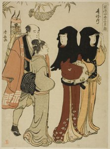 O décimo segundo mês (Harumachizuki), da série "Fashionable Monthly Visits to Sacred Places in the Four Seasons (Furyu shiki no tsuki mode)" de Torii Kiyonaga