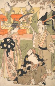 Cena Teatral, com Músicos. de Torii Kiyonaga