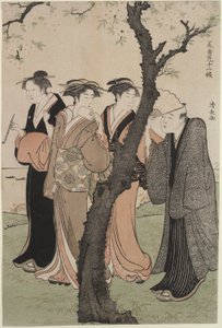 Terceiro mês: Hora da flor de cerejeira em Gotenyama de Torii Kiyonaga