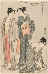 Três mulheres depois de um banho, da série "A Brocade of Eastern Manners (Fuzoku Azuma no nishiki)" de Torii Kiyonaga
