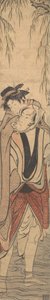 Dois amantes cruzando um rio, final do século XVIII. de Torii Kiyonaga