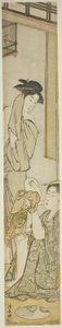 Duas mulheres e uma criança depois de um banho de Torii Kiyonaga