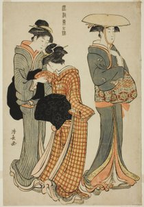 Duas mulheres e uma empregada, da série "A Brocade of Eastern Manners (Fuzoku Azuma no nishiki)" de Torii Kiyonaga
