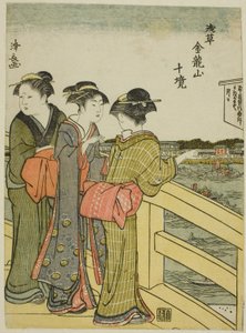 Vista da Ponte Azuma, da série "Dez recintos do Templo Kinryuzan em Asakusa (Asakusa Kinruzan jikkei)" de Torii Kiyonaga