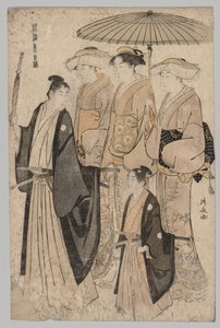 Mulher de Yoshiwara e assistentes, 1752-1815. de Torii Kiyonaga