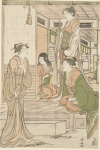 Yoshitsune serenading Joruri hime. de Torii Kiyonaga