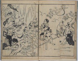 Os oito pontos de vista fantásticos nos assuntos amorosos militares (Furyu budo iro-bakkei) de Torii Kiyonobu I