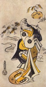 Jovem japonesa de quimono de Torii Kiyonobu I