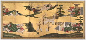 Cenas do Conto de Genji, final de 1700.