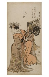 Kabuki ator Segwa Kikunojo III em papel feminino (onnagata), c.1794-1795 (xilogravura sobre papel)