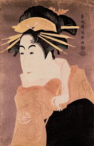 Matsumoto Yonesaburo no papel da cortesã Kewaizaka No Shosho (Shinobu) na peça &39;Katakiuchi Noriai Banashi&39;, c.1794-95 (impressão em xilogravura) (ver também 236909)