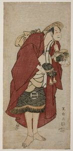 O ator Sakata Hangoro III como o noivo Abumizuri no Iwazo em Koriyama, na verdade Kurisaka Taro Tomonori de Toshusai Sharaku