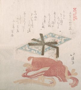 Caixa de Pó de Rosto e Gravatas para o Cabelo, Especialidades de Shimomura em Ryogaecho, século XIX.