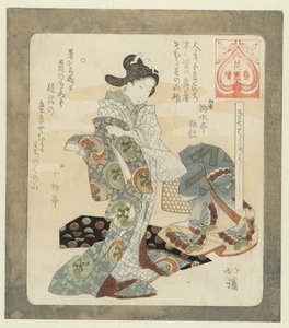 É bom usar roupa nova
Kisohajimeyoshi (título sobre o objecto)
Uma série para a associação de poetas Hanazono (título da série)
Hanazono bantsuzuki (título da série sobre o objecto) de Totoya Hokkei