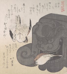 Telha e Pardais, Especialidades de Mizuno em Imado, século XIX. de Totoya Hokkei
