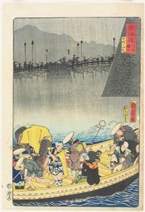 Velas de regresso em Yabase, em Zeze de Toyohara Kunichika
