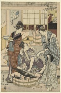 peixeiro O quarto mês, um tríptico Yongatsu, sanbukutsui (título no objeto) Os Doze Meses por Toyohiro e Toyokuni (título da série) Toyohiro Toyokuni ryoga juniko (título da série no objeto) de Toyokuni (II) , Utagawa