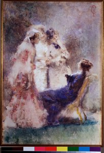 Alta vida (Alta vida ou A grande vida) Jovens elegantes da alta sociedade num jardim - Pintura de Tranquillo Cremona (1837-1878) (scapigliatura) Milão, Galleria d