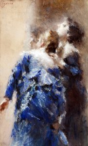 Le curiose par Cremona, Tranquillo (1837-1878). Aguarela sobre papelão, tamanho : 49x30 de Tranquillo Cremona