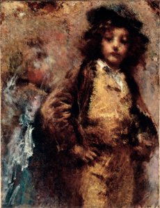 Pobre mas belo retrato de um jovem parecido com um dândi. Pintura de Tranquillo Cremona (1837-1878) Genes, Nervi, Galleria de Arte Moderna de Tranquillo Cremona