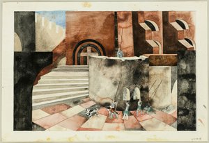 Cenografia da tragédia The Nibelungen de Friedrich Hebbel, ca 1934. de Traugott Müller