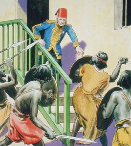 General Gordon (1833-85) Herói de Khartoum, de "Peeps into the Past", publicado c.1900 (cor litho) de Trelleek Trelleek