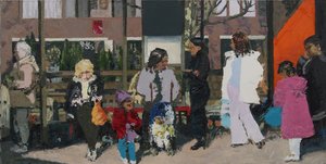 Paragem de autocarro, 2003 (óleo sobre tela) de Trevor Burgess