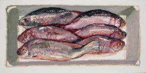 Caixa de peixe 1 (Billingsgate, Londres), 2016 (óleo sobre cartão)