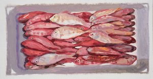 Caixa de peixe 4 (Billingsgate, Londres), 2016 (óleo sobre cartão) de Trevor Burgess