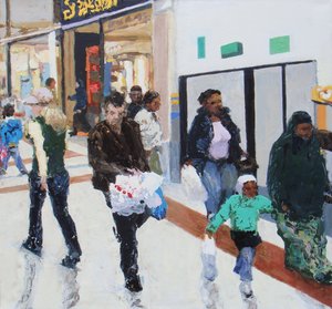 Compradores 2, 2009 (óleo sobre tela) de Trevor Burgess