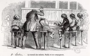 Crianças trabalhando em bobinas em Londres, Paddy e seus companheiros, de &39;Le Musée des Familles&39;, 1848 de Trichon