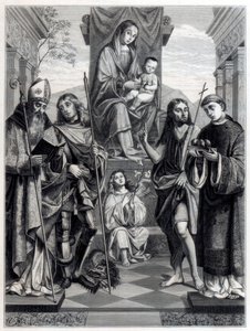 Madonna sentada em um trono cercado por santos, c1494-1517 1870 de Trichon