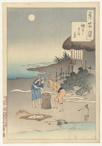 A lua sobre a aldeia de Chofu Chofu sato no tsuki (título do objeto) Cem Aspectos da Lua (título da série) Tsuki hyakushi (título da série no objeto) de Tsukioka Yoshitoshi