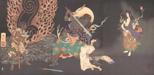 Fudo Myoo Threatening a Novice, 1885. de Tsukioka Yoshitoshi