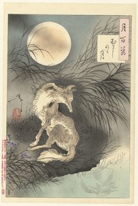 Lua de Musashi Musashino no tsuki (título no objeto) Cem Aspectos da Lua (título da série) Tsuki hyakushi (título da série no objeto) de Tsukioka Yoshitoshi