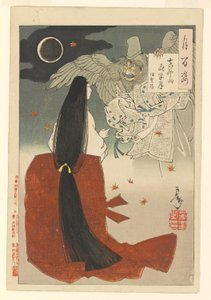 Mount Yoshino meia-noite lua - Iga no Tsubone : # 15 de Cem Aspectos da Lua de Tsukioka Yoshitoshi