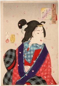 Desejo de encontrar alguém: uma cortesã do período Kaei (1848-1853) de Tsukioka Yoshitoshi
