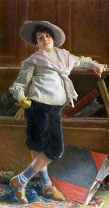 Retrato de jovem, pintura de Tullio Salvatore Quinzio (1858-1918), óleo sobre tela, 80x100 cm de Tullio Salvatore Quinzio