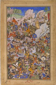 A Batalha que Precede a Captura do Forte em Bundi, Rajastão, em 1577, 1592-1594 de Tulsi Kalan