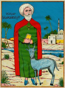 Sheikh Sidi Ahmed al-Tijani, fundador de uma fábrica de compota sunita Al-Tirania (Tijaniyya), no século XVIII. Imagens populares, Tunísia