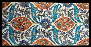 Oito telhas quadradas policromadas compostas de Iznik, c.1575 de Turkish School